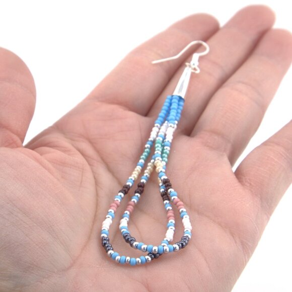 Authentic Native American Multicolor Glass Beads Necklace & Earrings Set Jewelry - Picture 10 of 10